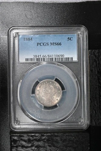 コイン：米国、1884年、PCGS MS66、リバティニッケル