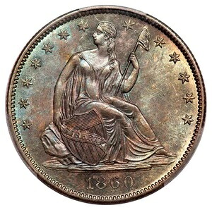 1860-O 50セント 自由の女神像半ドル PCGS MS64