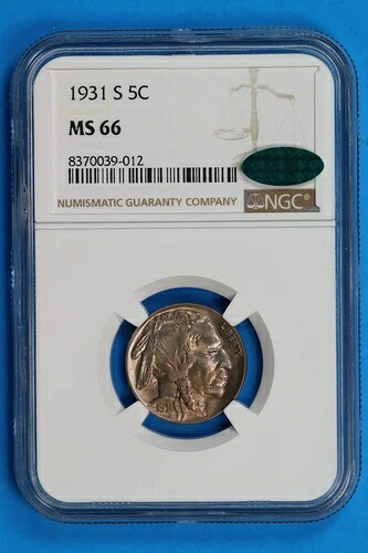 1931-S 5C インディアンヘッド バッファローニッケル NGC MS66 CAC 初期米国タイプ COIN-009
