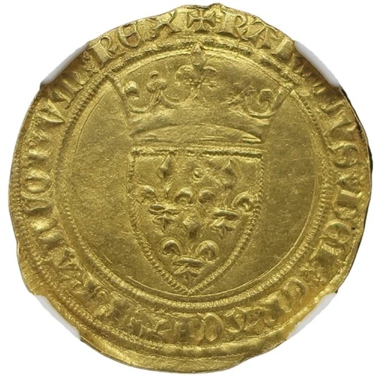 1380-1422 フランス FR-291 シャルル6世 エキュオール MS 63 NGC 貨幣学 金貨