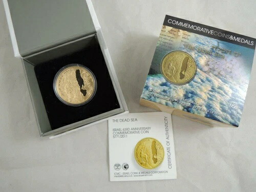 2011年 イスラエル建国63周年記念 死海プルーフコイン 1/2オンス金貨 + 箱 + COA