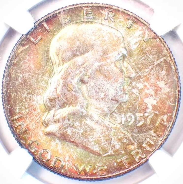 1957-D フランクリン ハーフ ドル 50C - NGC MS67+ FBL プラス グレード - 価値 4,100 ドル以上!｜WORLD RESOURCE【KING店】