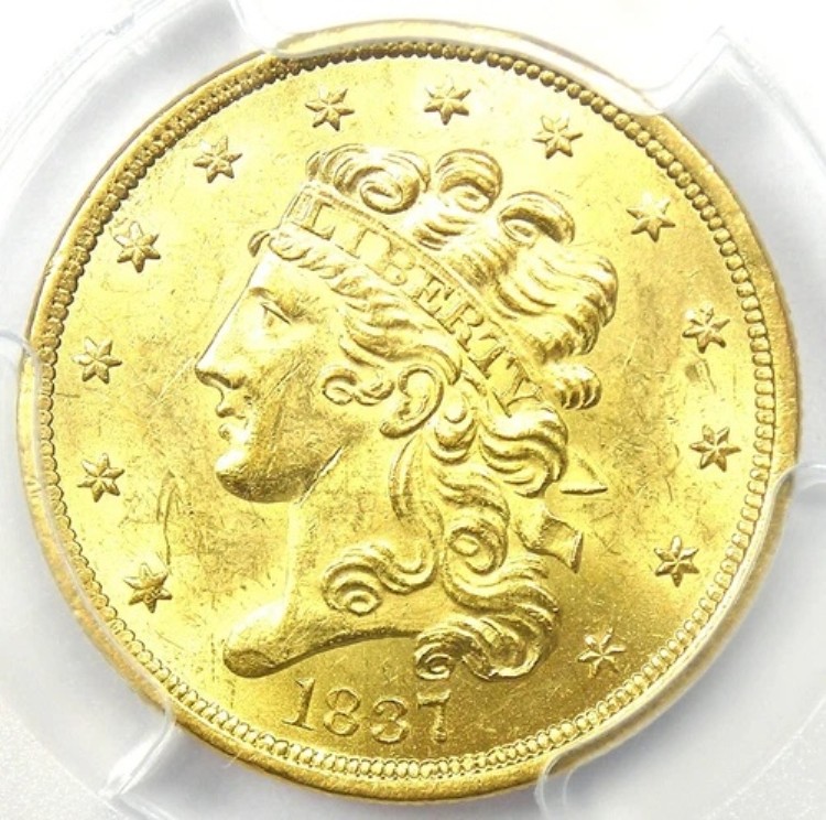 1837年 クラシックゴールド ハーフイーグル 5ドルコイン - PCGS認定 未流通ディテール UNC MS｜WORLD RESOURCE【KING店】