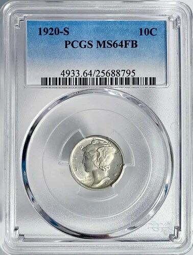 1920年 S マーキュリーダイム 10セント PCGS MS 64 FB｜WORLD RESOURCE【KING店】 841,995円