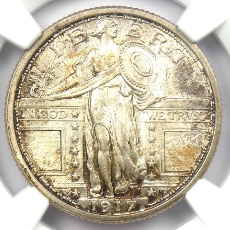 1917年 スタンディング・リバティ・クォーター 25セントコイン - NGC MS66+ FH(プラスグレード、フルヘッド)|WORLD RESOURCE【KING店】