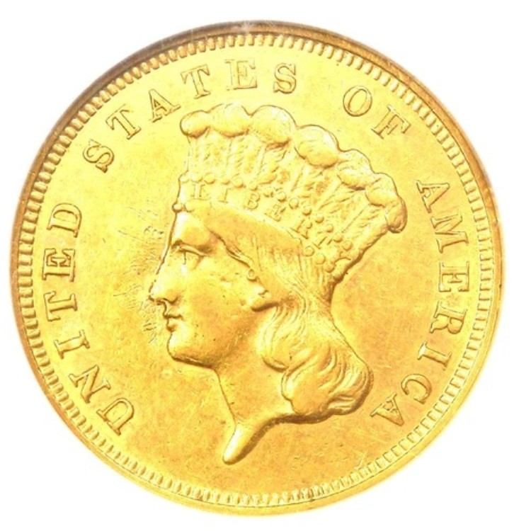 1857-S 3 ドル インディアン金貨 $3 - NGC AU 詳細 - 希少な「S」ミント日付!|WORLD RESOURCE【KING店】