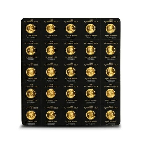 2025 25グラム カナディアンゴールドメープルグラム (25x1g、BU w/Assays)|WORLD RESOURCE【KING店】