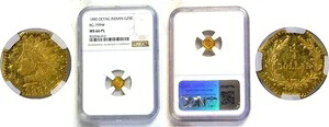 1880年 25セント 八角形インディアンヘッド。BG-799W - NGC MS-66 PL