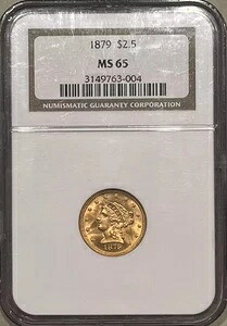 1879年 2.50ドル 金貨 リバティヘッドクォーターイーグル NGC MS65｜WORLD RESOURCE【KING店】