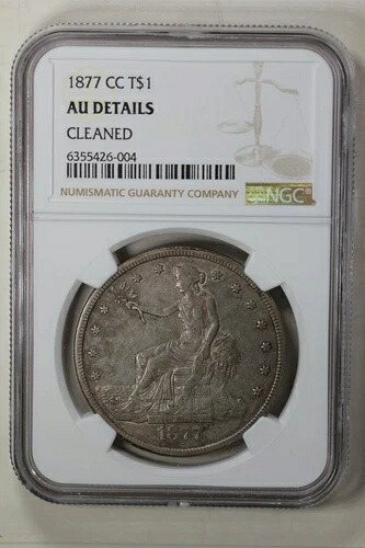 1877-CC 1.00 NGC AU 詳細クリーニング済み 自由の女神像、貿易ドル