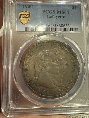 1900年 ラファイエット 1ドル銀貨 MS-64 PCGS、オリジナル調色、ニアジェム