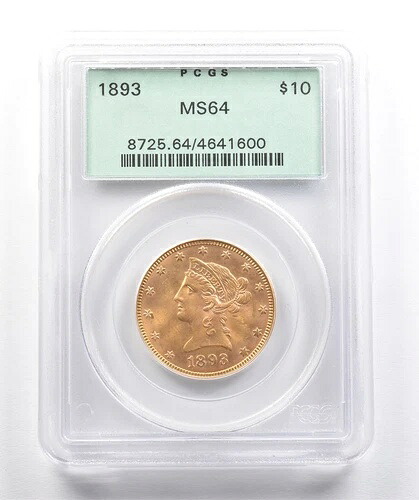 1893年 10ドル リバティヘッド ゴールドイーグル MS64 PCGS OGH PQアップグレード? *7421｜WORLD RESOURCE【KING店】