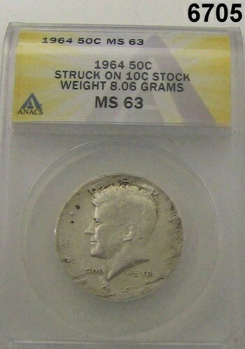 1964年製 ケネディ ハーフストラック オン ダイム ストック 重量 8.06g 通常価格 11.50g 希少品!#6705|WORLD RESOURCE【KING店】