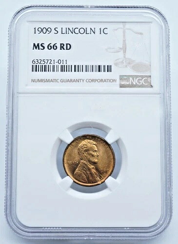 1909-S リンカーン・ウィート 1セント NGC MS 66 RD .199 - S016