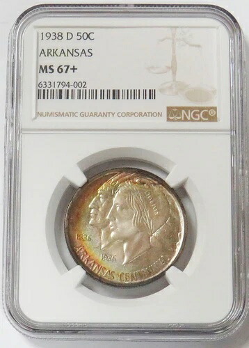 1938年 D シルバー アーカンソー NGC ミント ステート 67+ 記念ハーフ｜WORLD RESOURCE【KING店】