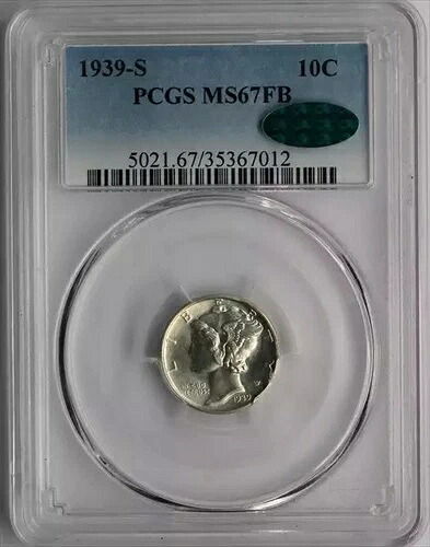 1939-S マーキュリーダイム PCGS MS67FB CAC|WORLD RESOURCE【KING店】