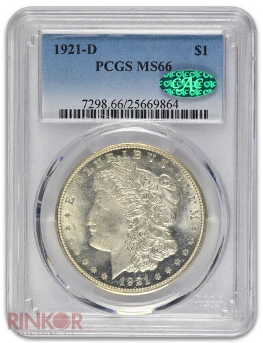 1921-D 1ドル モルガン・ダラー PCGS MS 66 CAC｜WORLD RESOURCE【KING店】 885,885円