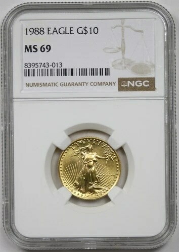 1988年 ゴールドイーグル $10 NGC MS 69 (クォーターオンス) 1/4オンス 純金