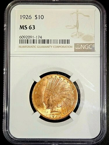 NGC MS63 1926年 インディアン 10ドル金貨 0.4838オンス 米国金貨 6092091-174｜WORLD RESOURCE【KING店】