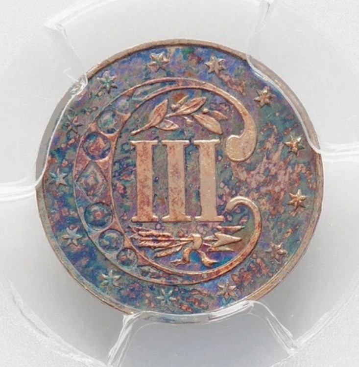 1873年 PCGS PR65 発行枚数600枚 - プルーフのみ #1 キーデート 美しい3セント銀貨 3セント