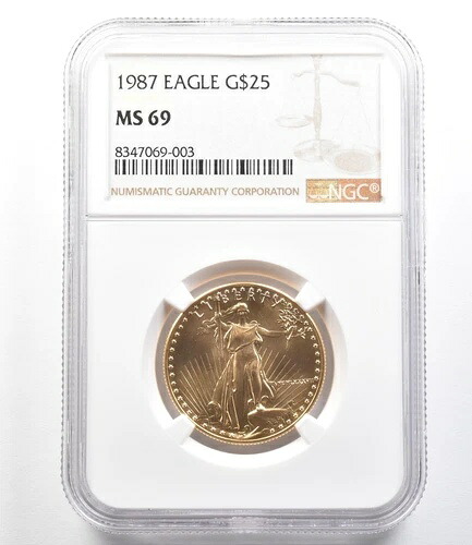 1987年 25ドル アメリカン ゴールド イーグル 1/2オンス 0.5オンス ゴールド MS69 NGC *9679｜WORLD RESOURCE【KING店】 718,025円