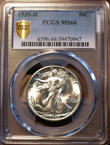 1935-D 50セント ウォーキング リバティ ハーフ ドル PCGS MS66｜WORLD RESOURCE【KING店】
