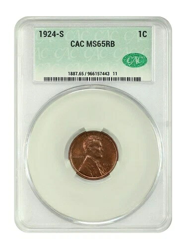 1924-S 1C CACG MS65RB - リンカーン・セント（裏面小麦色） - 良質Sミント｜WORLD RESOURCE【KING店】