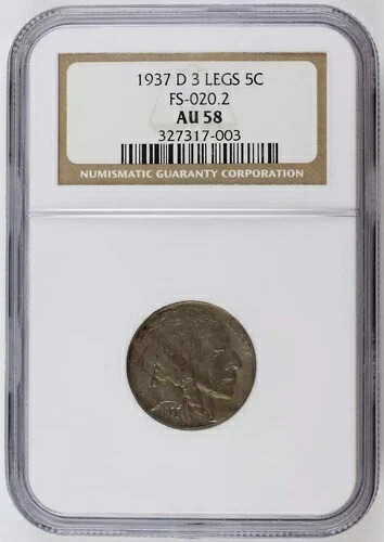 1937 D バッファロー ニッケル NGC AU-58