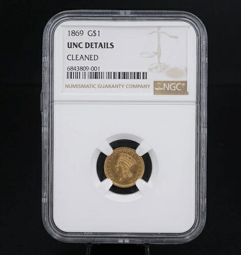 1869年製アメリカンゴールド1ドル硬貨 NGC 未流通品 CN529