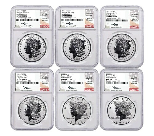 2022年 フィジー 6枚セット モルガン/ピース リバースプルーフセット NGC RP70 早期リリース メルカンティ