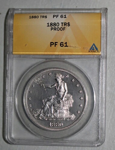 1880年 プルーフ トレード シルバー ダラー ブラスト ホワイト ANACS PF61 希少