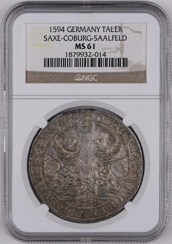 1594年 ドイツ ターラー・ザクセン・コーブルク・ザールフェルト DAV-9758 NGC MS61