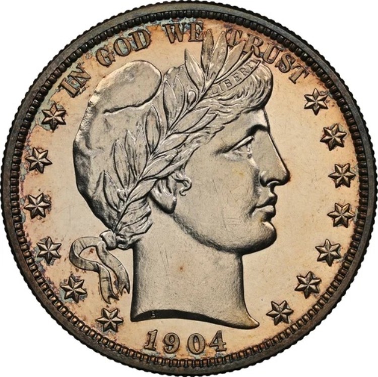 本格的なコレクター向けの素晴らしい 1904 年バーバー ハーフ ドル 50C PF 62 トナー!