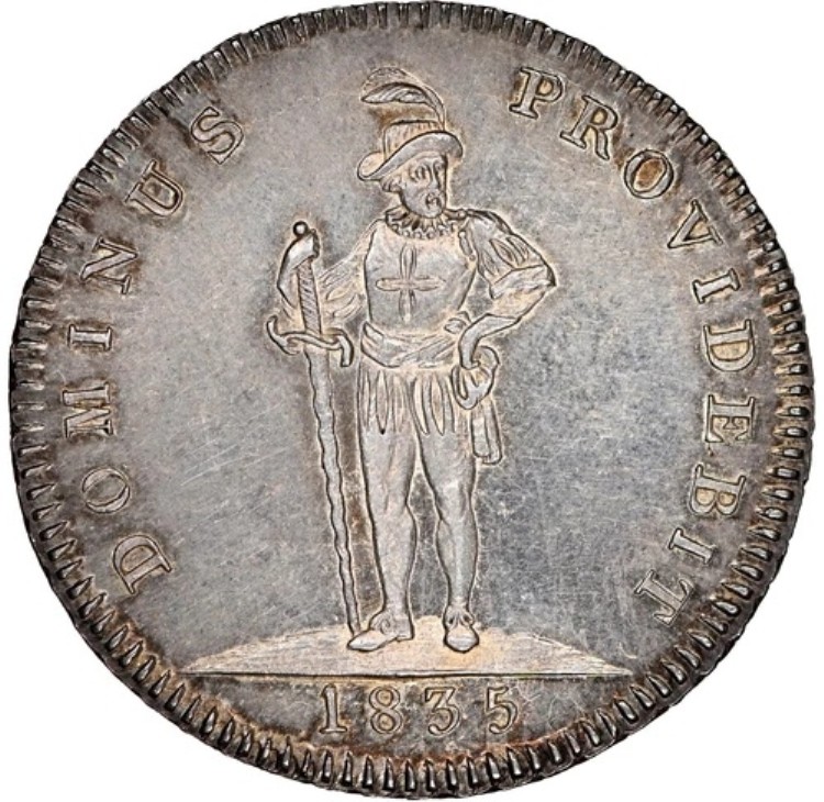 スイス - 1835 ベルン 2 フランケン - NGC MS63 - 極めて希少 - 2 つだけより優れている!