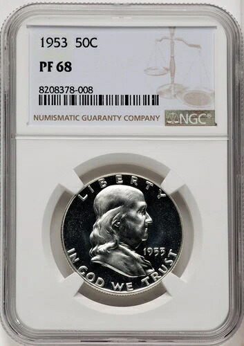 1953 年フランクリン ハーフ ダラー - NGC PF68 - 深いカメオ コントラスト - 信じられないほどの希少性!
