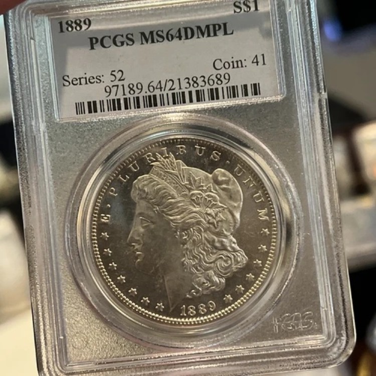 1889年 (P) モルガン・ダラー PCGS MS-64 DMPL スーパークリアフィールド 大幅にグレードダウン