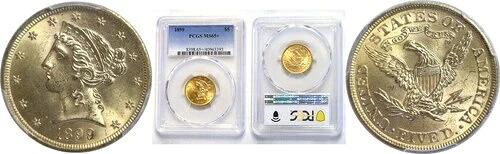 1899年 リバティ5ドル金貨 PCGS MS-65+