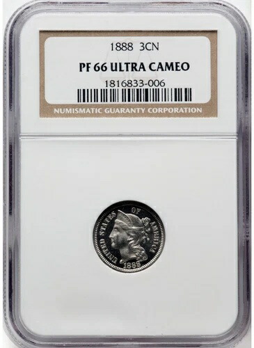 1888年 3CN 3セント硬貨。NGC PR66DCAM。NGC国勢調査: (1/3)。PCGS人口: ...