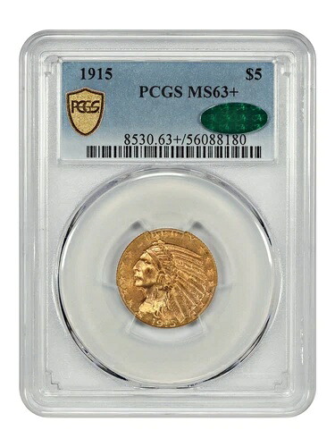 1915年 5ドル PCGS/CAC MS63+ - インディアン 5ドル
