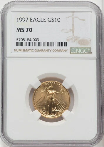 1997年 10ドル クォーターオンス ゴールド イーグル ブラウンラベル NGC MS70