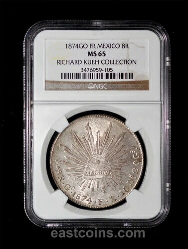 NGC MS65 1874 GO FR メキシコ グアナファト 8 レアル