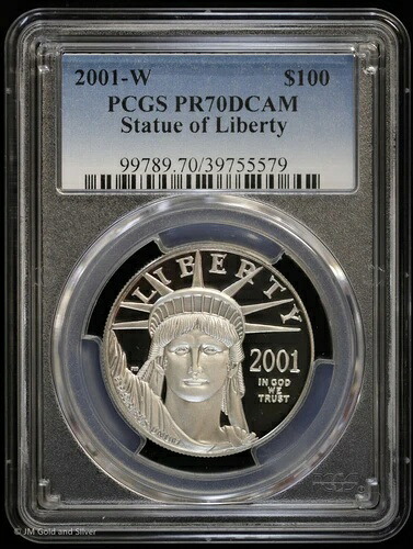 2001年 W $100 1オンス プラチナ Pt イーグル プルーフ 自由の女神像 PCGS PR 70 DCAM