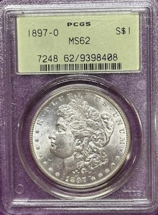 1897-O モルガン銀貨 MS62 PCGS - 良品