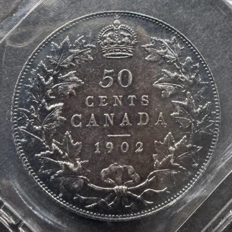 1902年カナダ50セント硬貨（未開封）、ICCS COAコイン認証MS-62