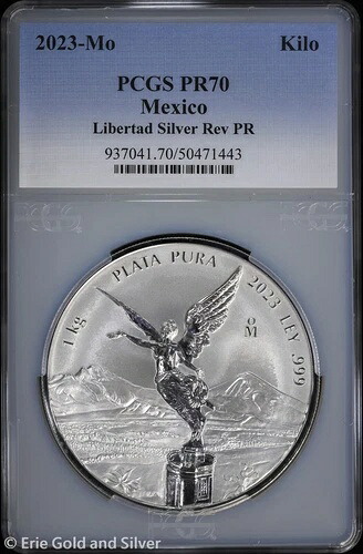 2023年-月 メキシコ 1キログラム シルバー リバースプルーフ リベルタッド PCGS PR 70 773,850円