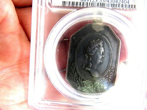 ロシア：珍しいエカチェリーナ2世の銀メダル 1790年 スウェーデンとの和平 PCGS AU53!