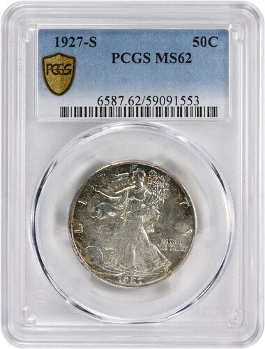 1927-S ウォーキング・リバティ・シルバー・ハーフドル MS62 PCGS