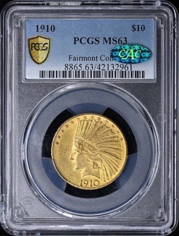 1910年 10ドル インディアンヘッド PCGS MS63 (CAC) フェアモント
