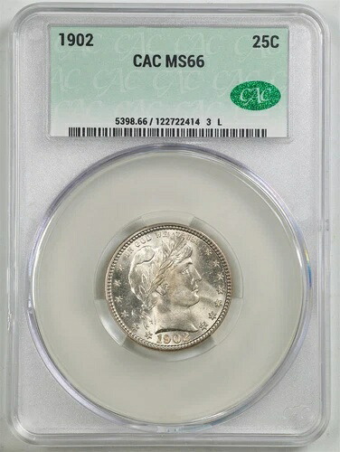1902年 25セント バーバー リバティ ヘッド クォータードル MS66 CACG CAC 122722414