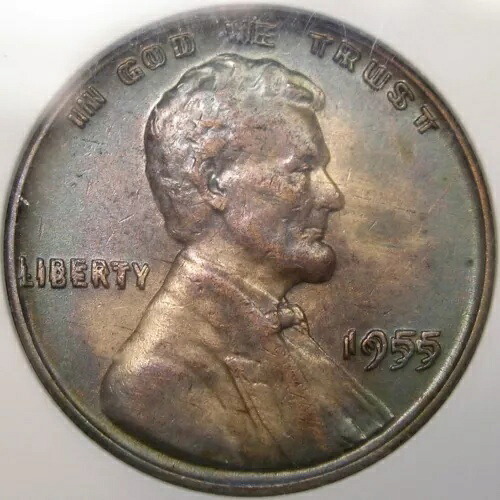 1955/55 DDO リンカーン ウィート セント/ペニー ダブルダイ 表面 希少 ANACS AU 55 詳細